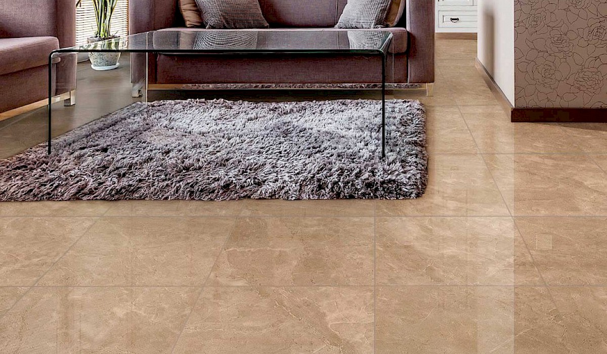 Shiny tile floor after being steam cleaned